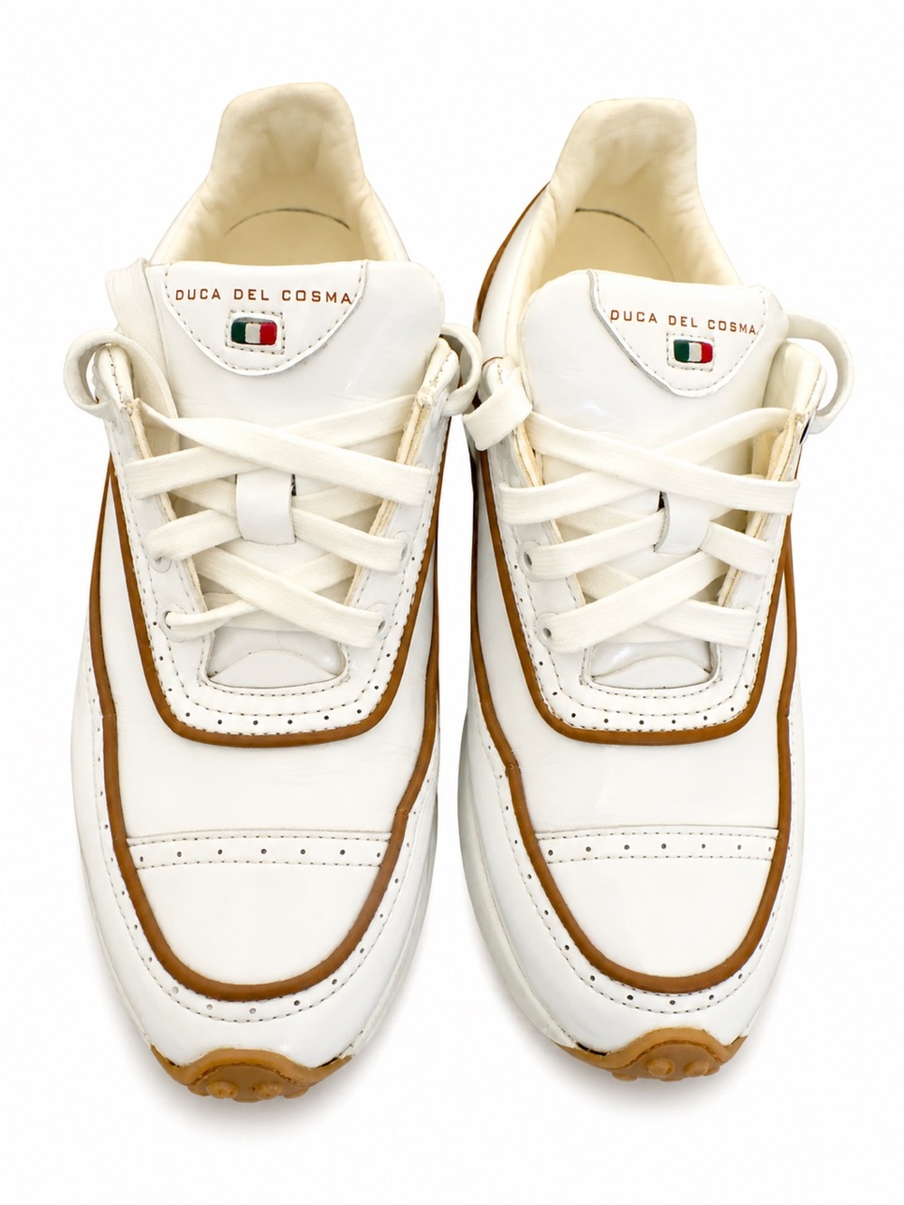 Duca del Cosma Womens Leather Spikeless Golf Shoes White/Brown US 7 EU 37